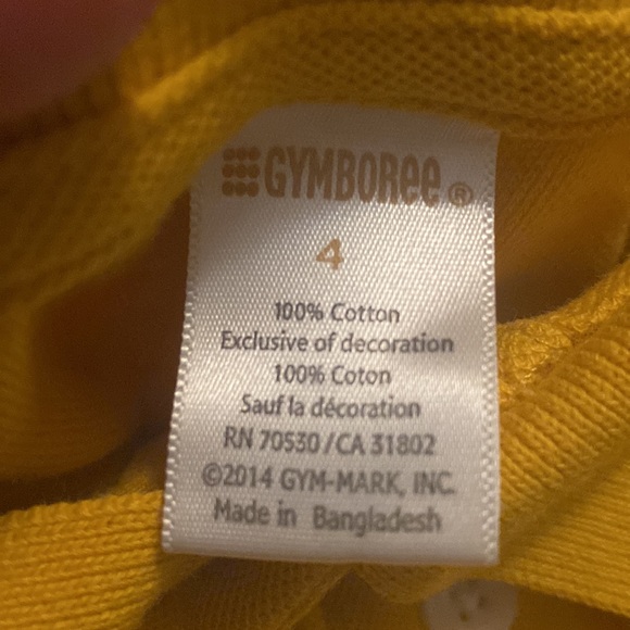 little boys Gymboree yellow button up shirt size 4 100% cotton - Picture 3 of 3